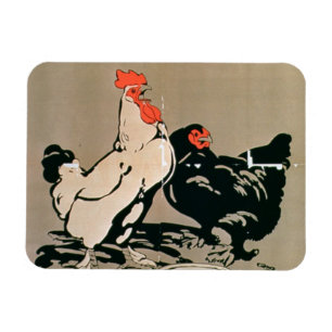 Junger Hahn und Henne (Farbelitho) Magnet
