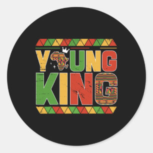 Junger König Afrika Karte Kente Kunst Afroamerikan Runder Aufkleber
