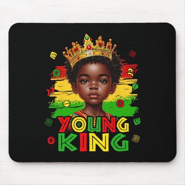 Junger König Black History Month Kinder Afro Junge Mousepad (Vorne)