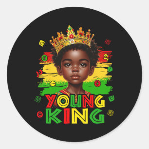 Junger König Black History Month Kinder Afro Junge Runder Aufkleber