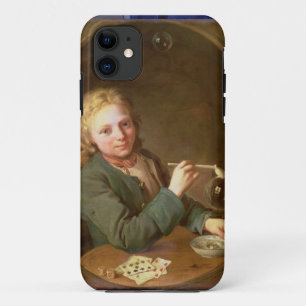 Junger Mann-durchbrennenblasen von einem Case-Mate iPhone Hülle