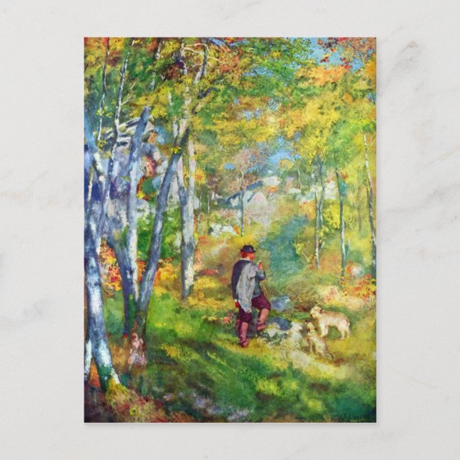 Junger Mann im Wald von Fontainebleau von Renoir Postkarte (Vorderseite)