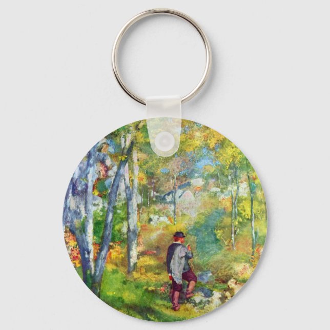 Junger Mann im Wald von Fontainebleau von Renoir Schlüsselanhänger (Vorderseite)
