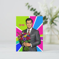 Junger Mann mit Blumenstrauß Retro-Stil personalis