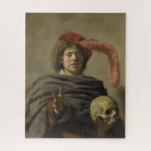 Junger Mann mit einem Totenkopf Klassische Kunst