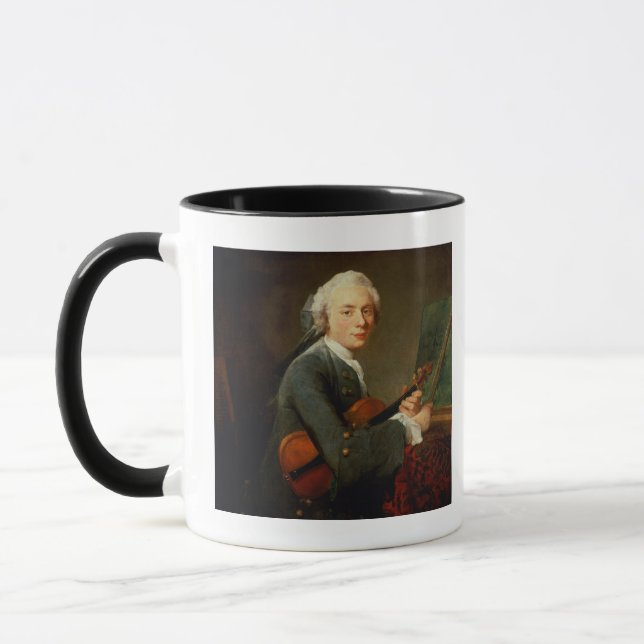 Junger Mann mit einer Violine Tasse (Links)