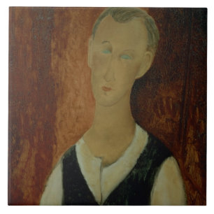 Junger Mann mit schwarzen Waistcoat, 1912 (Öl kan Fliese