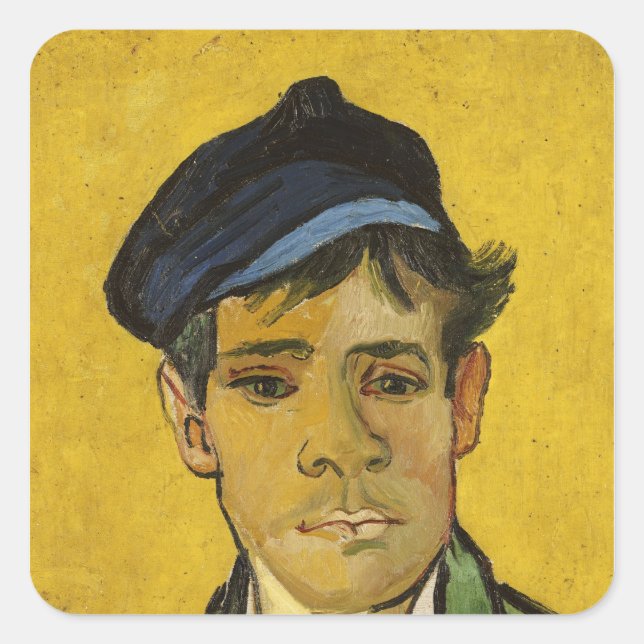 Junger Mann Vincent van Goghs | mit einem Hut, Quadratischer Aufkleber (Vorderseite)