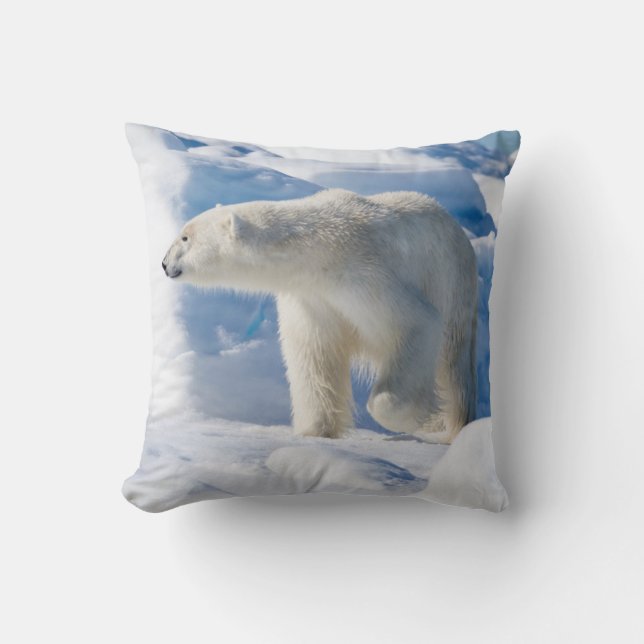 Junger männlicher Eisbär Kissen (Vorderseite)