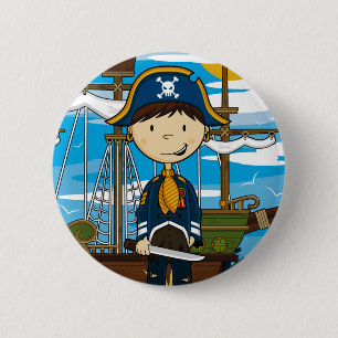 Junger Piraten-Kapitän Button Badge