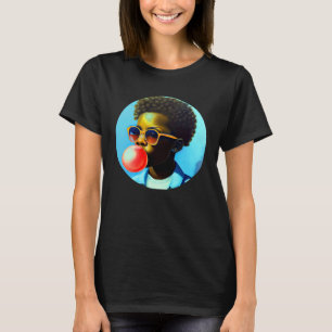 Junger schwarzer Junge Freude Bubble-Gum-Spaß afri T-Shirt