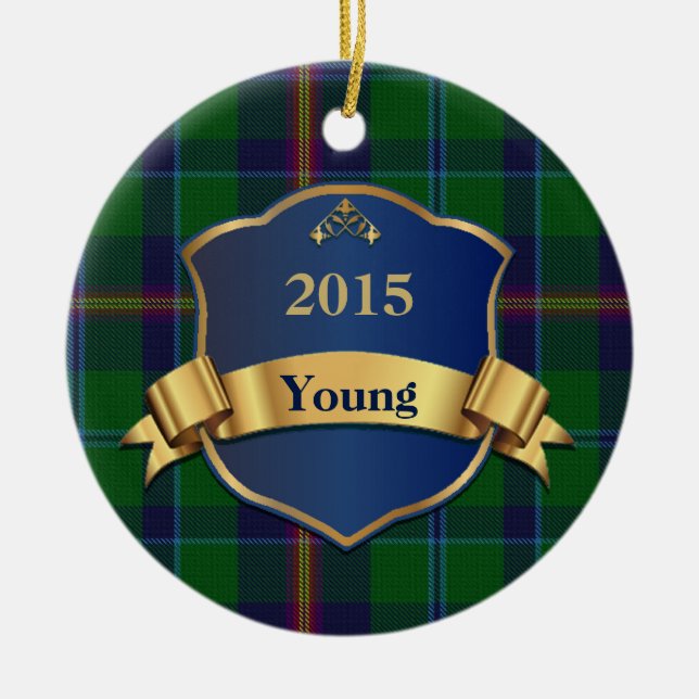 Junger Tartan-karierte kundenspezifische Keramikornament (Vorne)