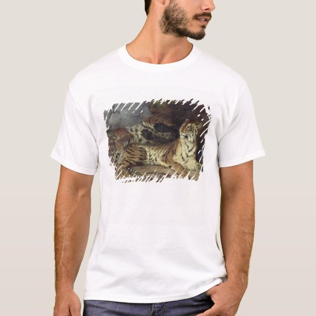 Junger Tiger, der mit seiner Mutter, 1830 spielt T-Shirt (Vorderseite)