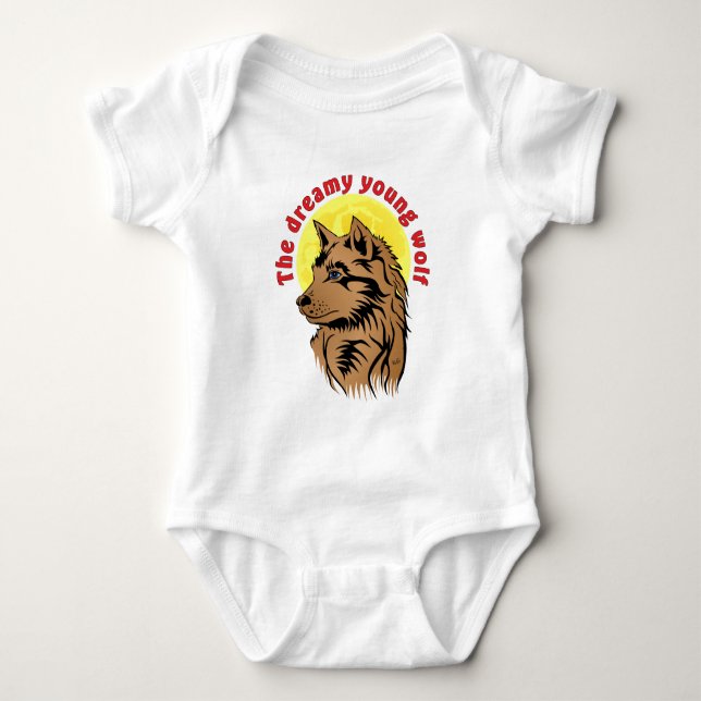 junger träumender Wolf Baby Strampler (Vorderseite)