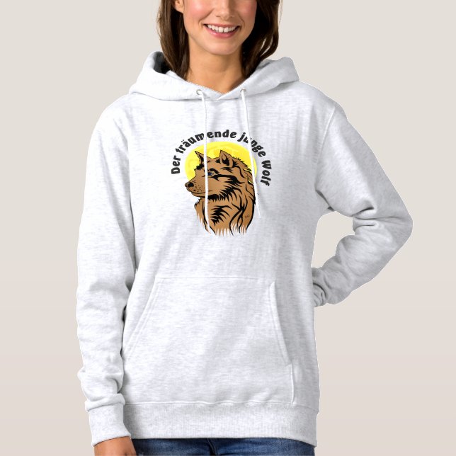 junger träumender Wolf Hoodie (Vorderseite)