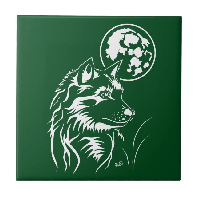 junger träumender Wolf Keramik Fotofliese Fliese (Vorderseite)