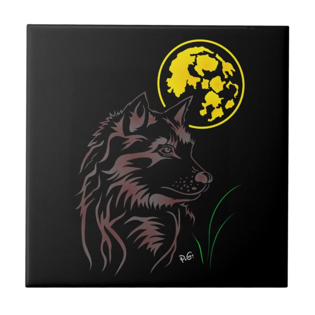 junger träumender Wolf Keramik Fotofliese Fliese (Vorderseite)