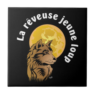junger träumender Wolf Keramik Fotofliese Fliese