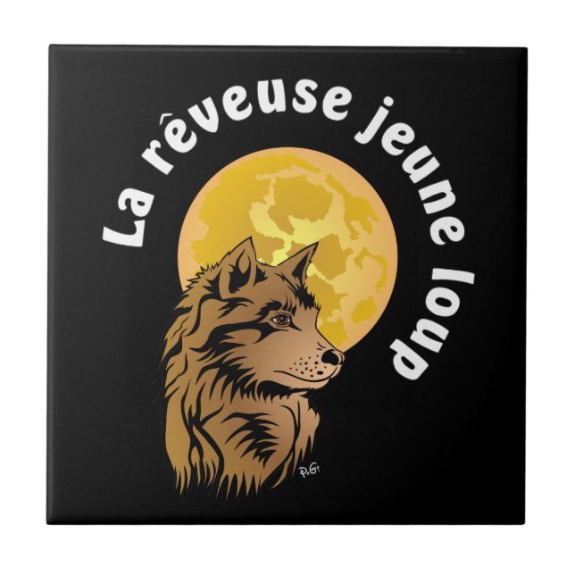 junger träumender Wolf Keramik Fotofliese Fliese (Vorderseite)