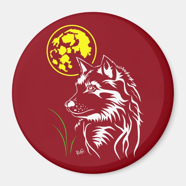 junger träumender Wolf Magnet (Devant)