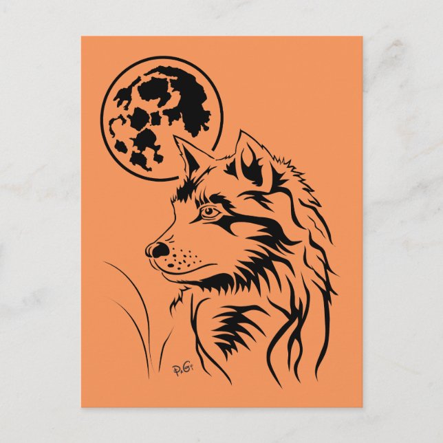 junger träumender Wolf Postkarte (Vorderseite)