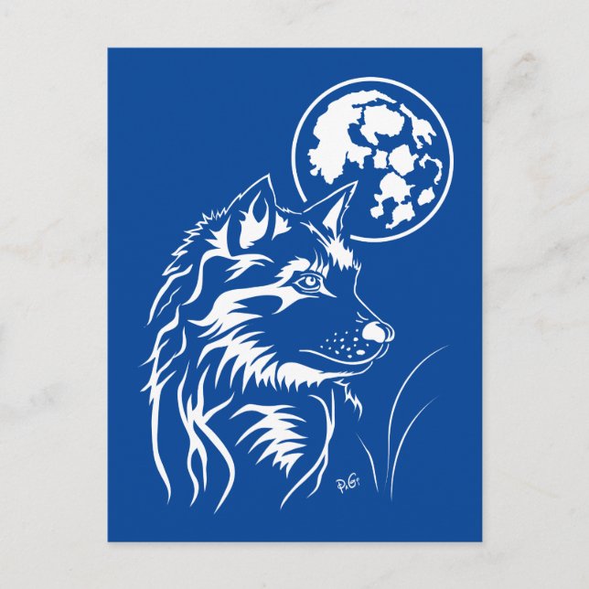 junger träumender Wolf Postkarte (Vorderseite)