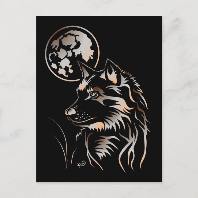 junger träumender Wolf Postkarte (Vorderseite)