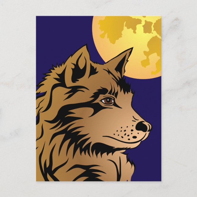 junger träumender Wolf Postkarte (Vorderseite)