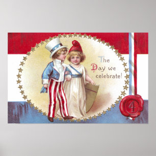 Junger Uncle Sam Eskortiert Kolumbien auf Juli 4. Poster