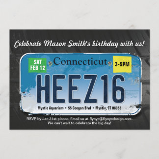 Junge's 16. Geburtstag Connecticut Lizenz Einladun Einladung