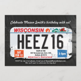 Junge's 16. Geburtstag Wisconsin Lizenz Einladung