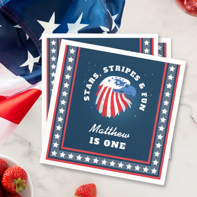Junge's All American Stars Streifen und Spaß Gebur Serviette (Von Creator hochgeladen)