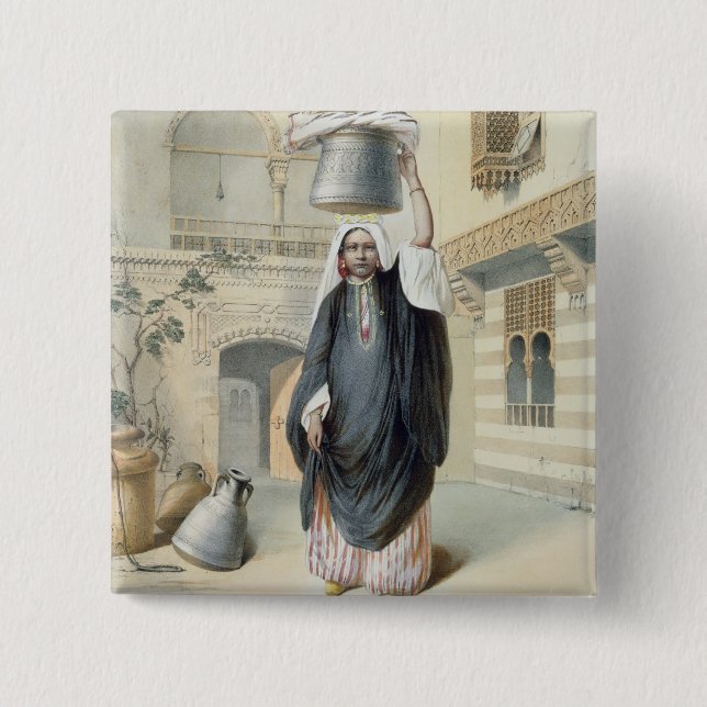 Junges arabisches Mädchen, das vom Hammam in Kairo Button (Vorderseite)