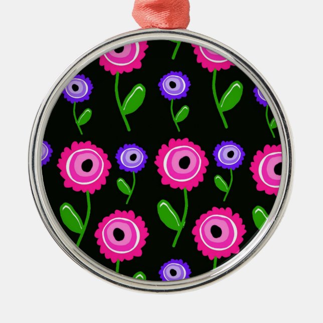 Junges Blumen Silbernes Ornament (Vorne)
