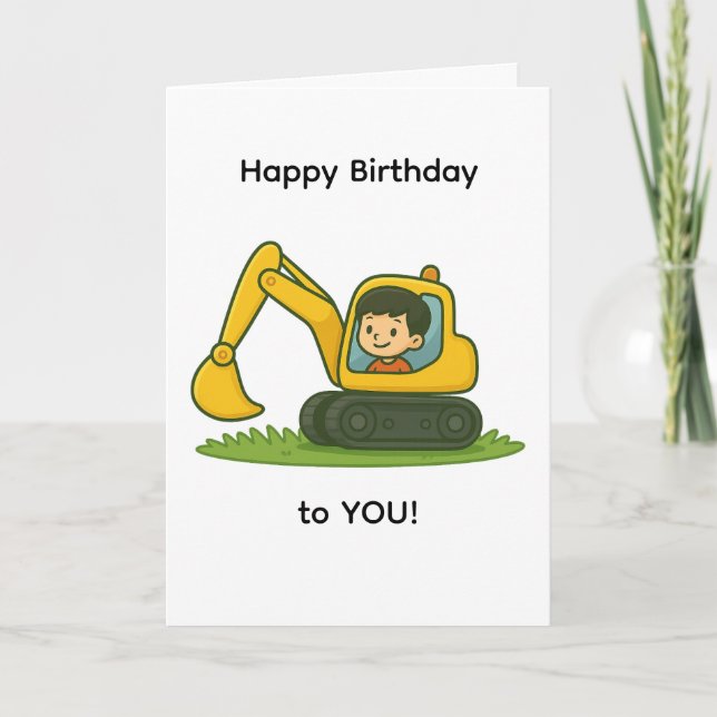 Junge's Happy Birthday Karte mit Grabdesign (Vorderseite)