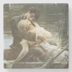 Junges Liebespaar (Küssend in einem Boot) (Romanze Steinuntersetzer