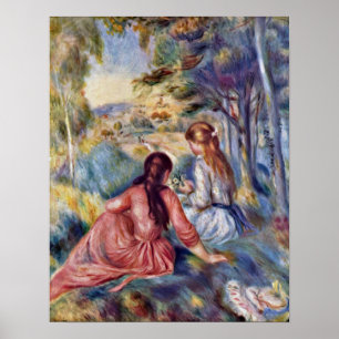 Junges Mädchen auf der Wiese durch Pierre-Auguste Poster