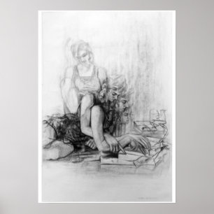 junges Mädchen, das ein Buch liest Poster