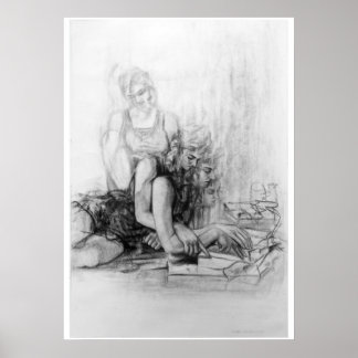 junges Mädchen, das ein Buch liest Poster
