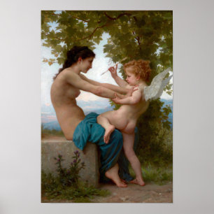 Junges Mädchen, das gegen Eros verteidigt Poster