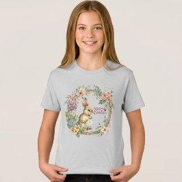 Junges Mädchen Florales Happy Easter Bunny T-Shirt