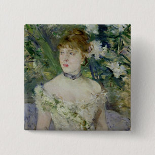 Junges Mädchen in einem Ballkleid, 1879 Button