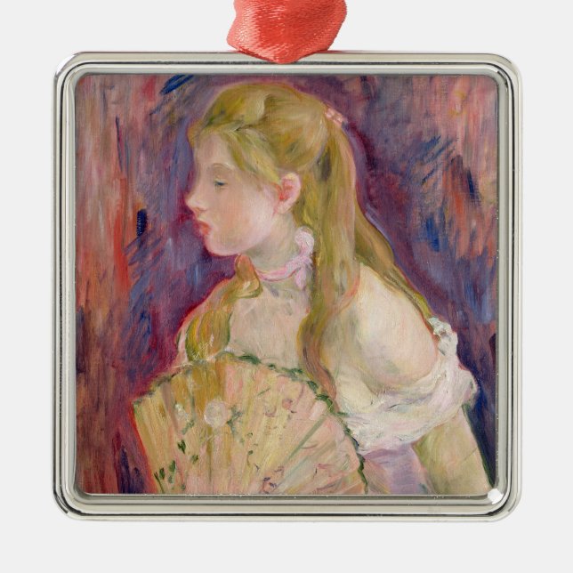 Junges Mädchen mit einem Fan, 1893 Silbernes Ornament (Vorne)