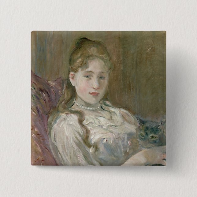 Junges Mädchen mit Katze, 1892 Button (Vorderseite)