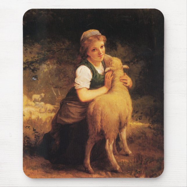 Junges Mädchen mit Lamm Mousepad (Vorne)