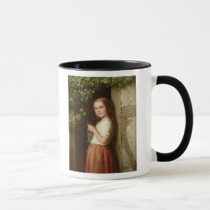 Junges Mädchen stehend in einem strickenden Tasse