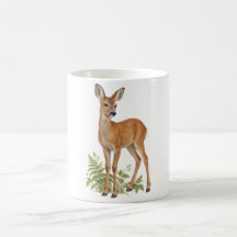 Junges Reh mit grünen Wald-Farnen