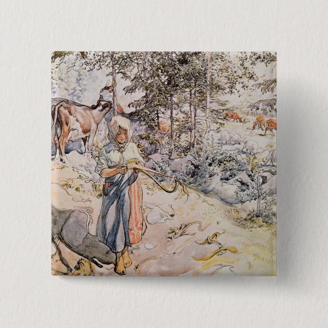 Junges spinnendes Mädchen, 1905 Button (Vorderseite)