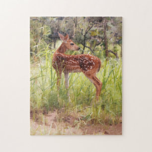 Junges Wild Rehkalb auf einer Wiese Art Puzzle