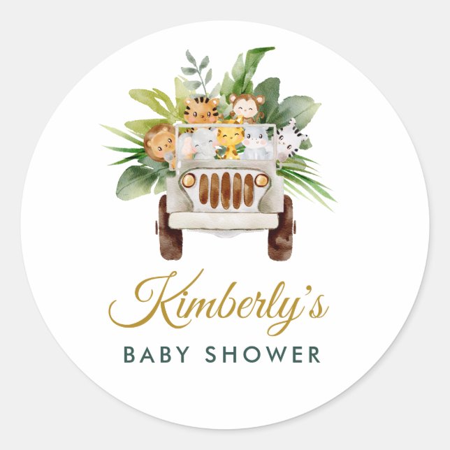 Jungfernsafari-Babydusche Runder Aufkleber (Vorderseite)